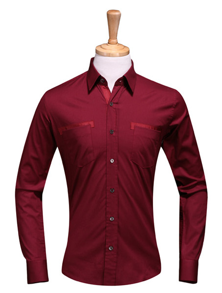 重庆男款红色长袖衬衫,订制冬季保暖衬衣款式